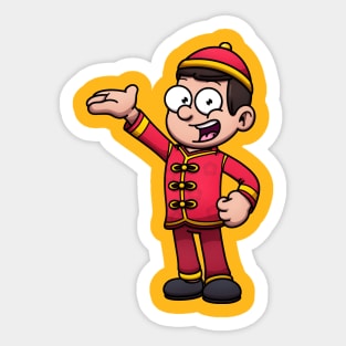 Chinese Boy Wearing Traditional Clothes Sticker